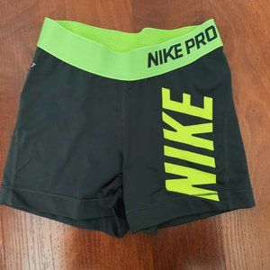 Neon Yellow and Gray Dry-Fit Nike Pro Shorts